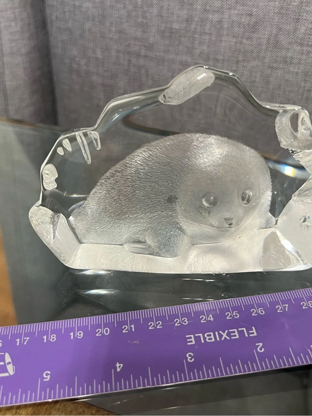 Mats Jonasson Lead Crystal Baby Arctic Seal Paperweight Sculpture Sweden signed